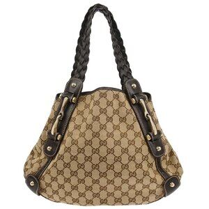Gucci Beige Canvas GG Horsebit Handbag